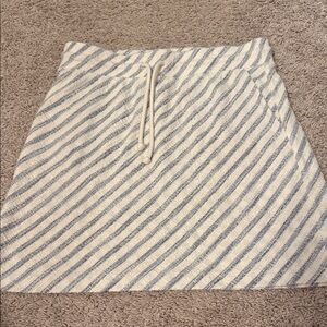 Lou & Grey Diagonal Striped A-Line Skirt in Blue and Cream